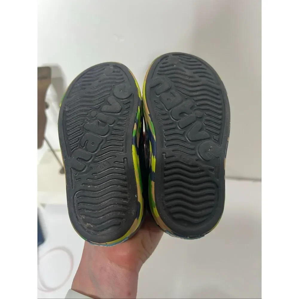 Native Jefferson Marbled Kids Shoes Jiffy Black/Grasshopper Green/Marble C8 Chil